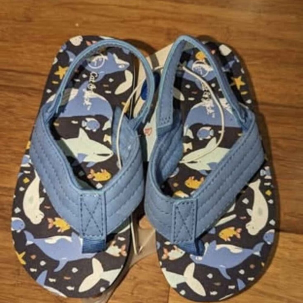 Brand new Cat & Jack shark flip flop sandals.